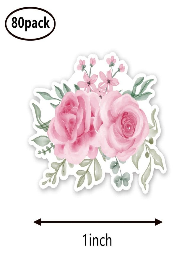 GUVSPTI Floral Pink Roses Stickers 1in for Scrapbooking, Arts, Craft, Kids DIY, Calendars Journals 80-Pack - Image 2